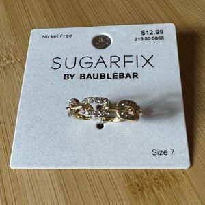 Sugarfix by BaubleBar Gold‎ Chain Link Crystal Ring – Size 7 (Nickel Free)